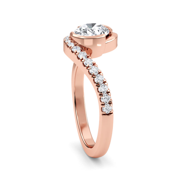 IGI Graded 1.01ct Oval with Round Brilliants Lab-Grown Diamond Bypass Engagement Ring in 14k Rose Gold