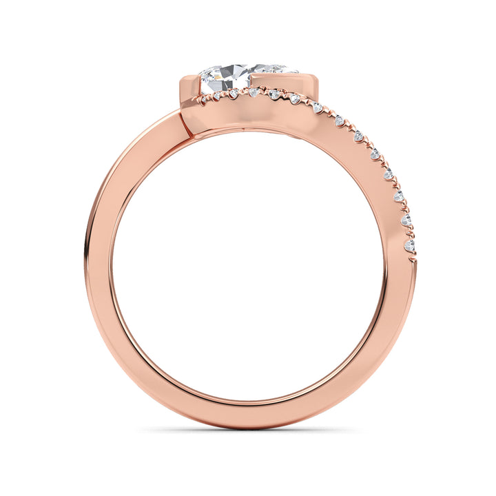 IGI Graded 1.01ct Oval with Round Brilliants Lab-Grown Diamond Bypass Engagement Ring in 14k Rose Gold