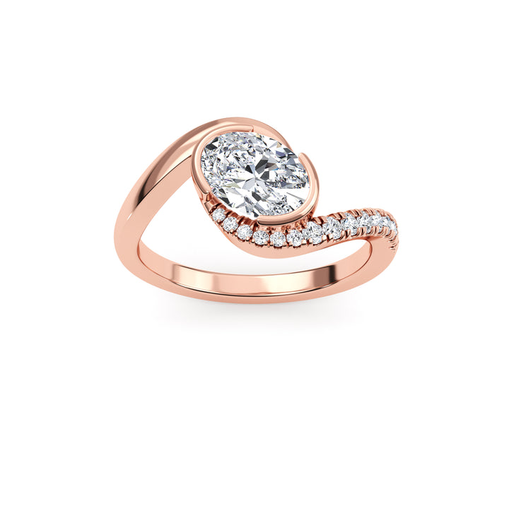 IGI Graded 1.01ct Oval with Round Brilliants Lab-Grown Diamond Bypass Engagement Ring in 14k Rose Gold
