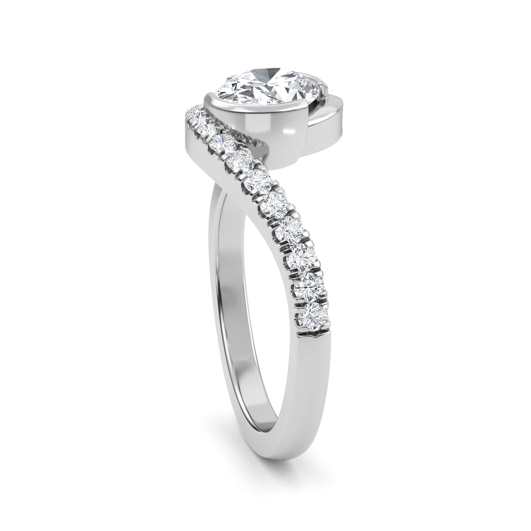 IGI Graded 1.01ct Oval with Round Brilliants Lab-Grown Diamond Bypass Engagement Ring in 14k White Gold