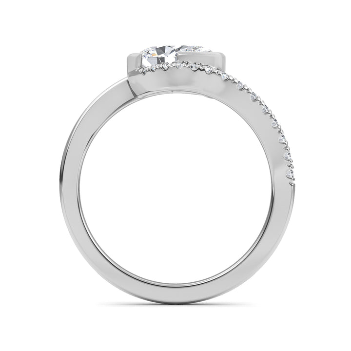IGI Graded 1.01ct Oval with Round Brilliants Lab-Grown Diamond Bypass Engagement Ring in 14k White Gold