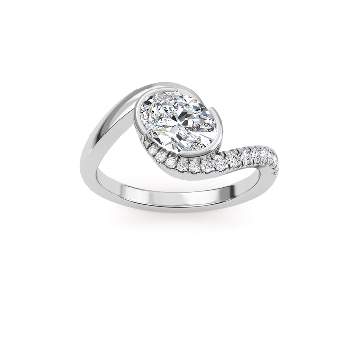 IGI Graded 1.01ct Oval with Round Brilliants Lab-Grown Diamond Bypass Engagement Ring in 14k White Gold