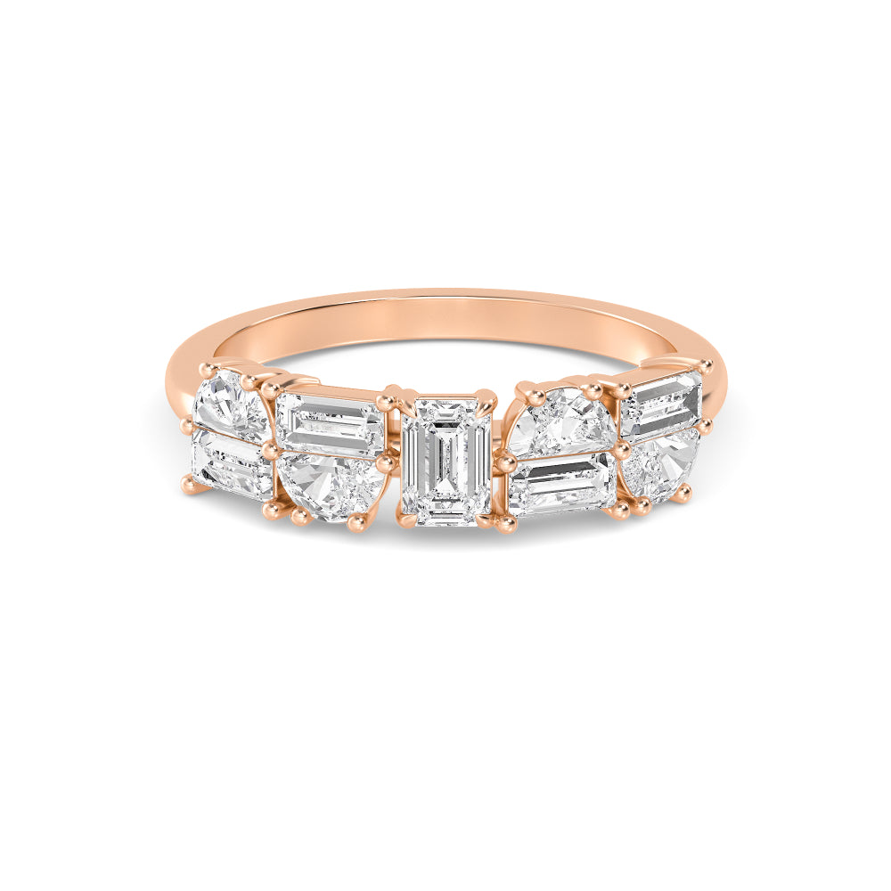 1.04ctw Multi-Cut Lab-Grown Diamond Stackable Fashion Band in 14k Rose Gold