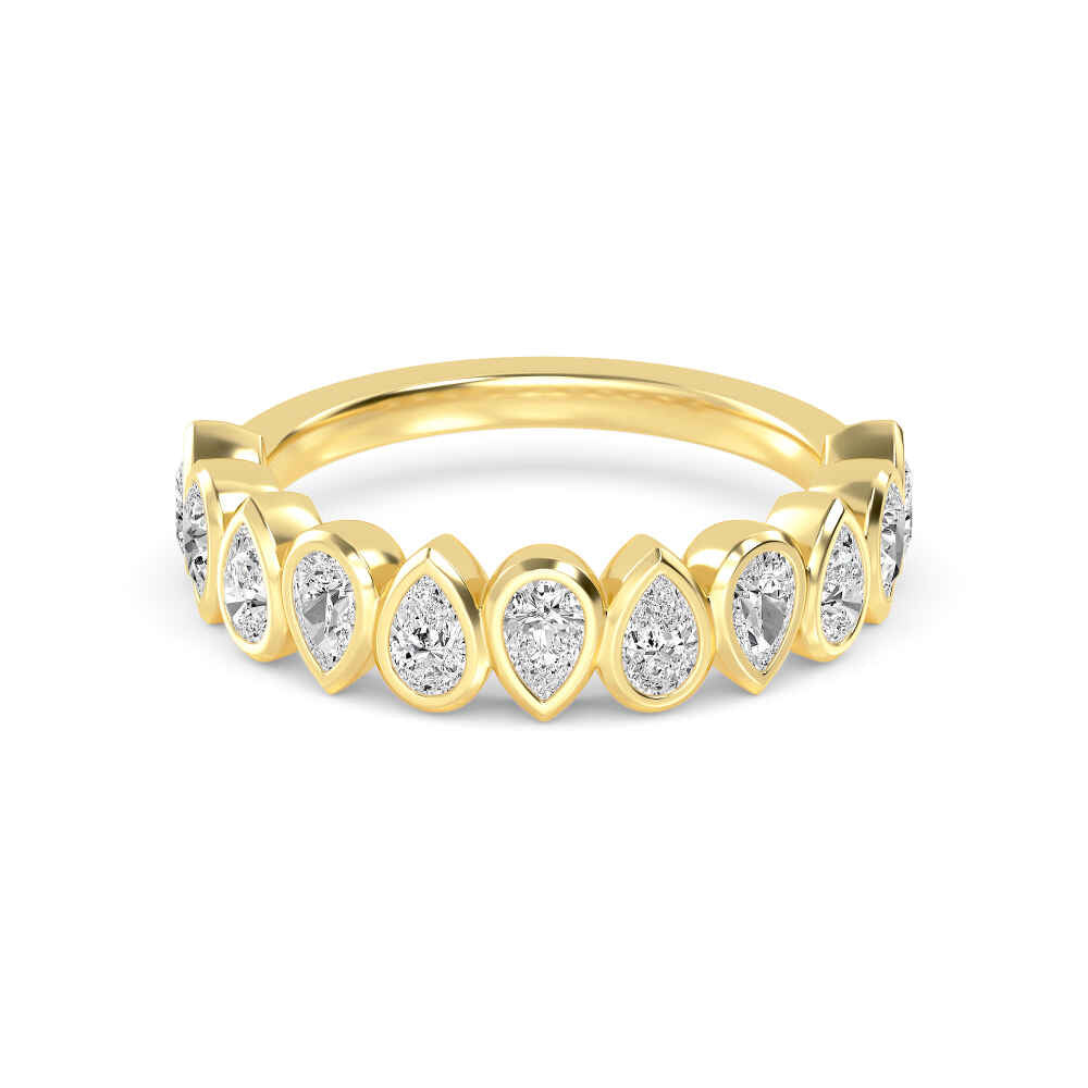 1.62ctw Pear Cut Lab-Grown Diamond Bezel-Set North-South Stackable Band in 14k Yellow Gold