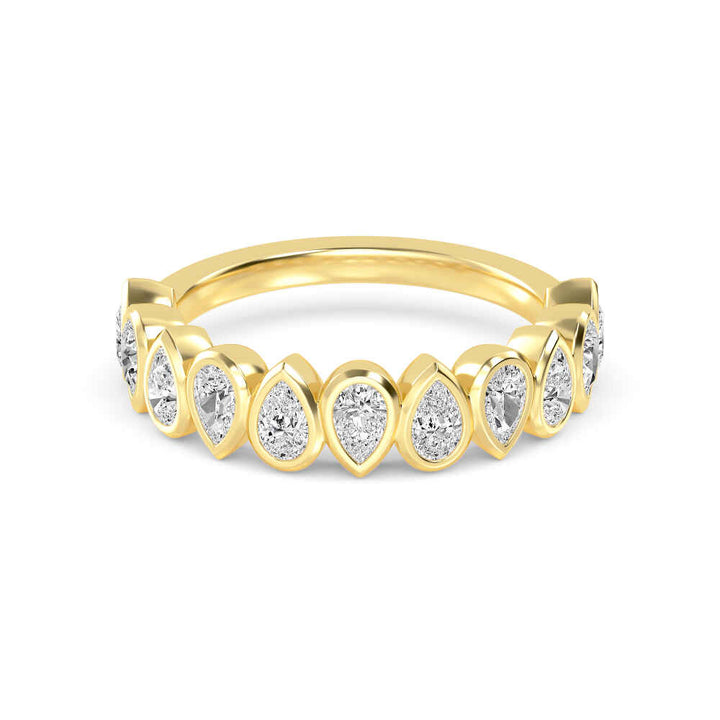 1.62ctw Pear Cut Lab-Grown Diamond Bezel-Set North-South Stackable Band in 14k Yellow Gold