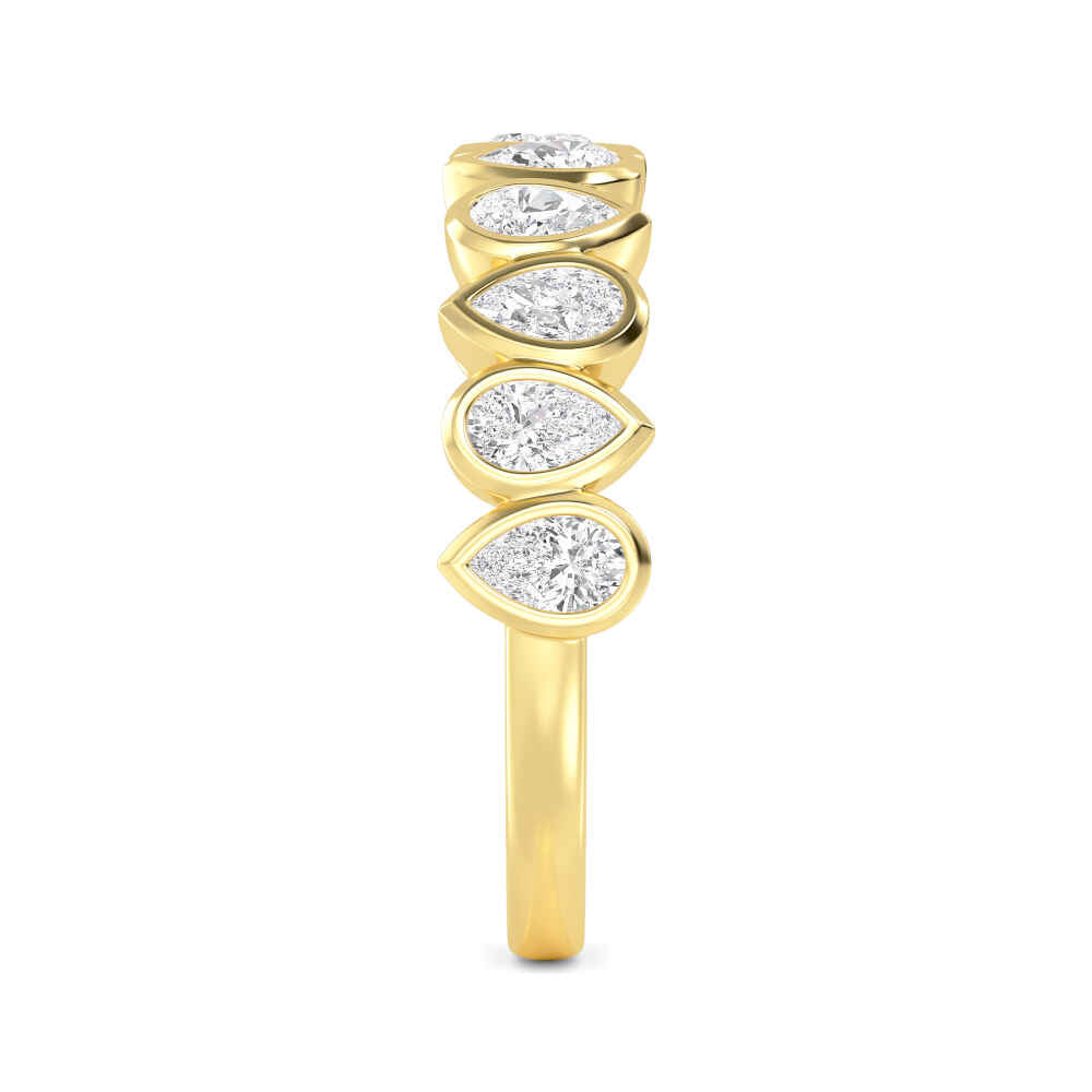 1.62ctw Pear Cut Lab-Grown Diamond Bezel-Set North-South Stackable Band in 14k Yellow Gold