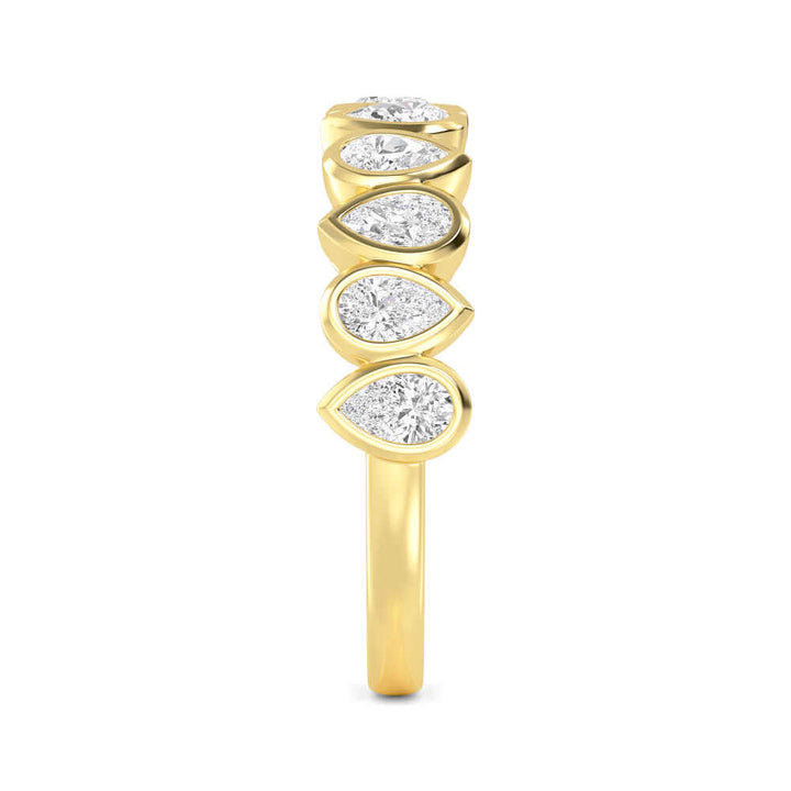 1.62ctw Pear Cut Lab-Grown Diamond Bezel-Set North-South Stackable Band in 14k Yellow Gold