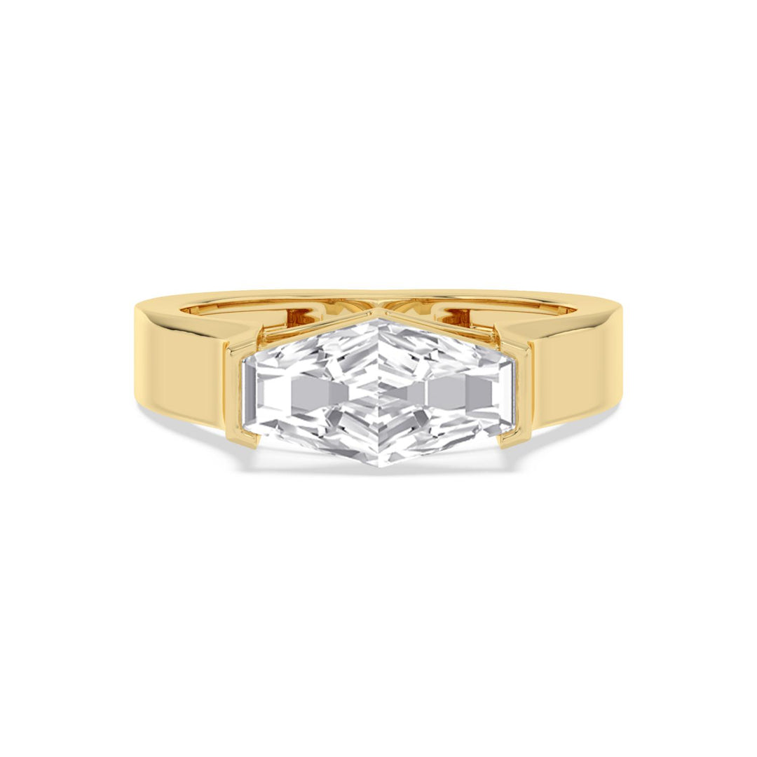 IGI Graded 2.09ct Hexagonal Lab-Grown Diamond Solitaire Engagement Ring in 14k Yellow Gold