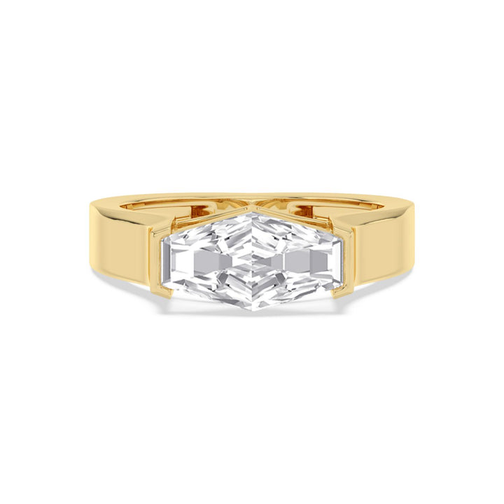 IGI Graded 2.09ct Hexagonal Lab-Grown Diamond Solitaire Engagement Ring in 14k Yellow Gold