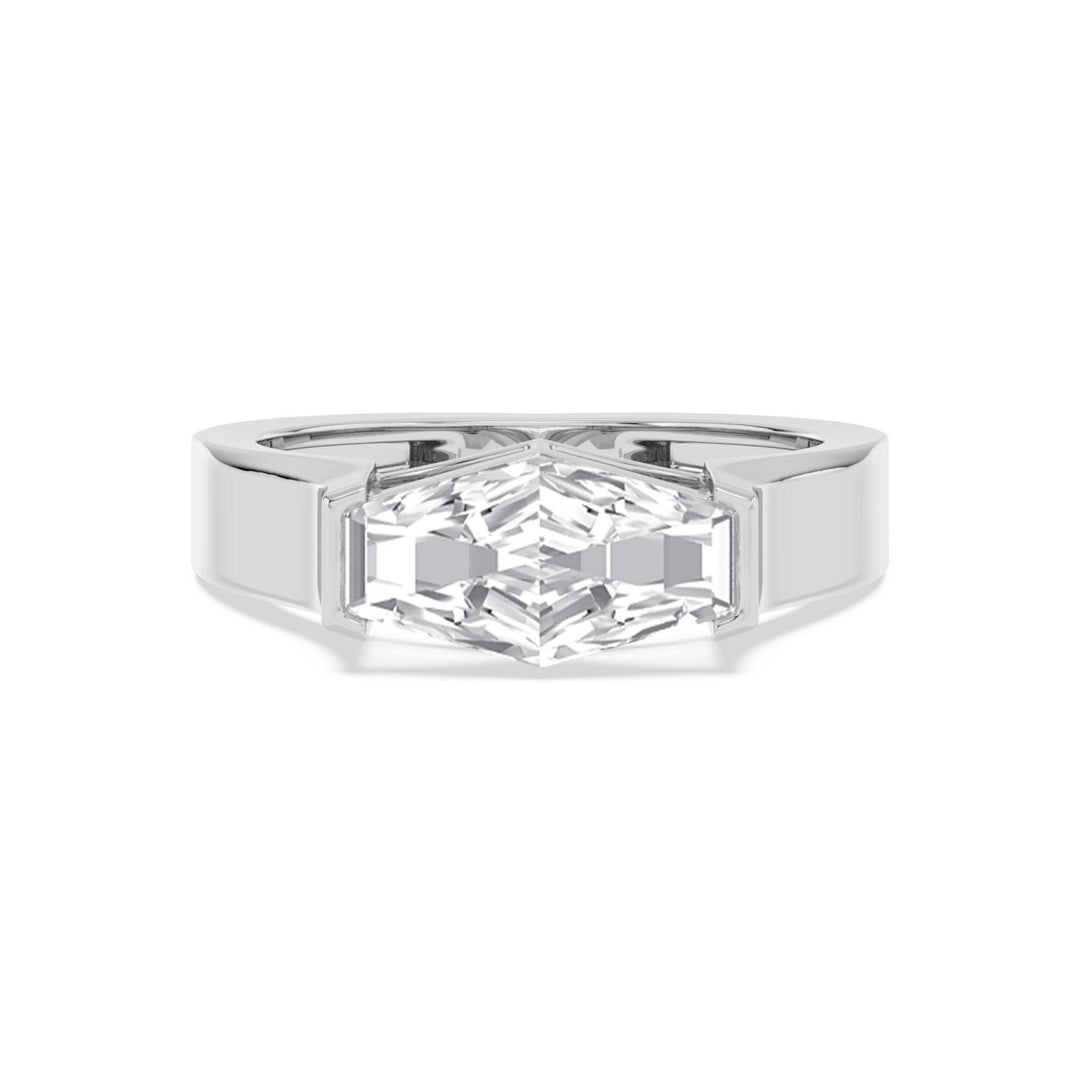 IGI Graded 2.09ct Hexagonal Lab-Grown Diamond Solitaire Engagement Ring in 14k White Gold