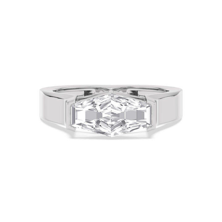 IGI Graded 2.09ct Hexagonal Lab-Grown Diamond Solitaire Engagement Ring in 14k White Gold