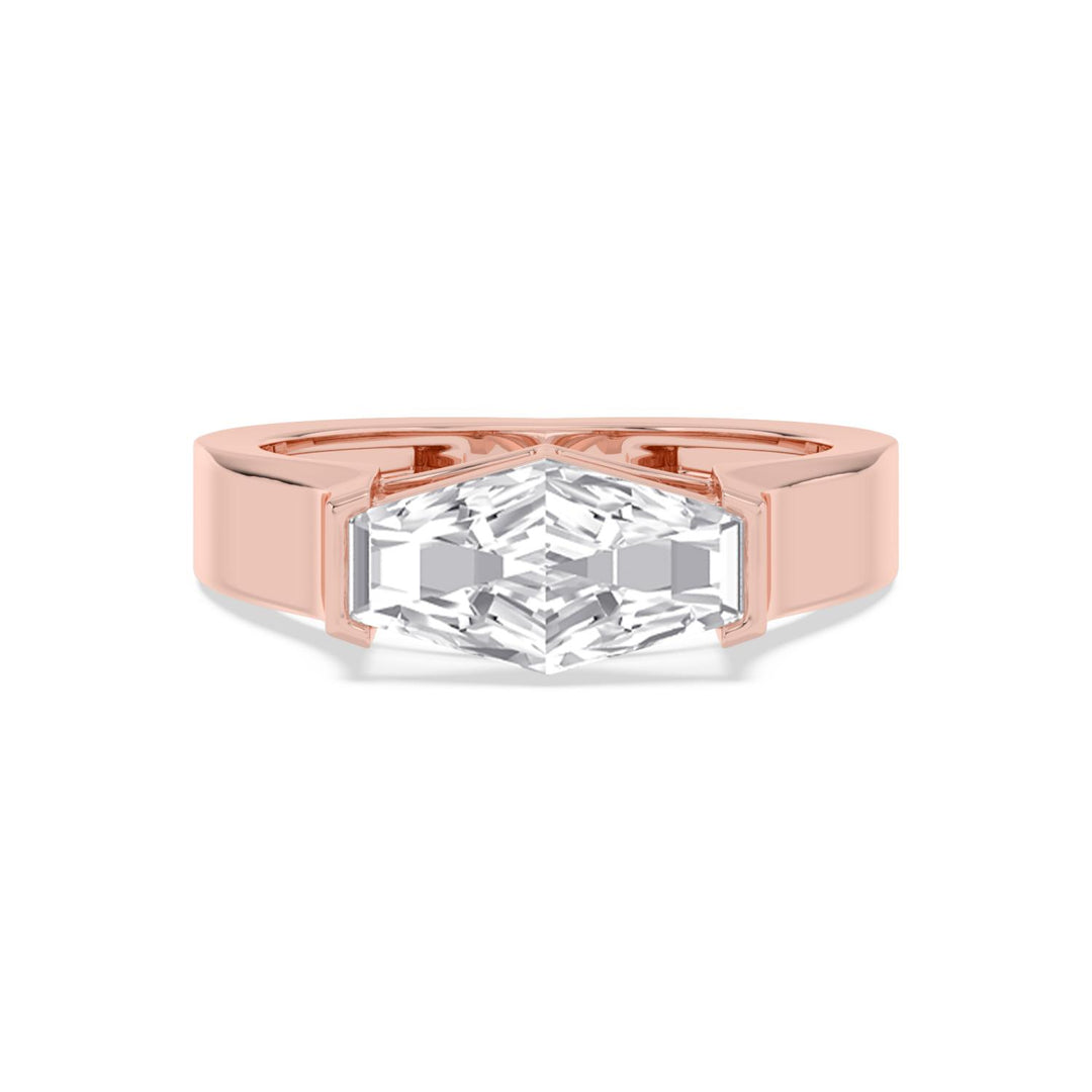 IGI Graded 2.09ct Hexagonal Lab-Grown Diamond Solitaire Engagement Ring in 14k Rose Gold