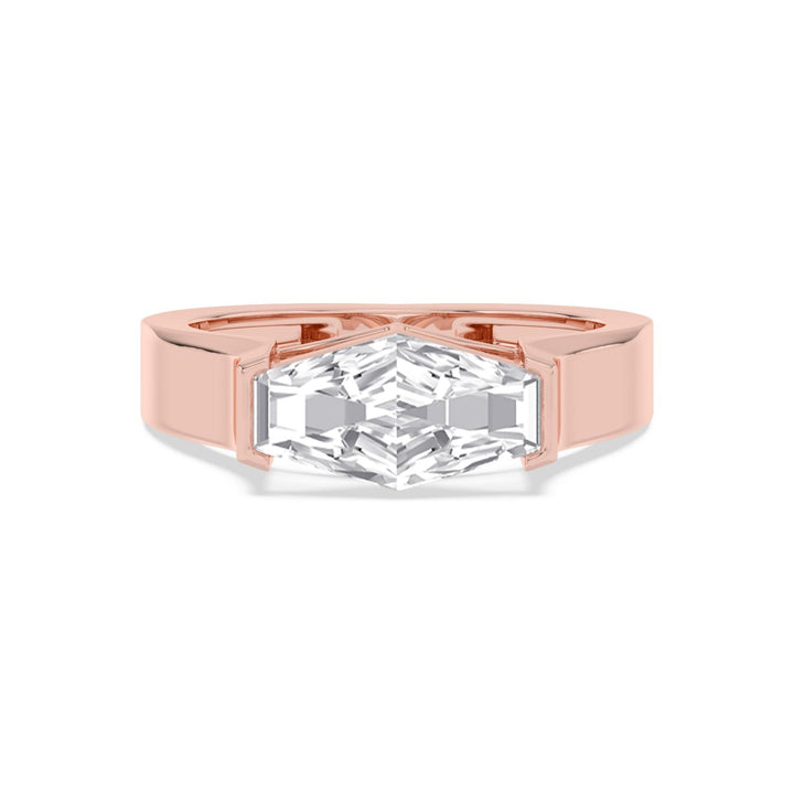 IGI Graded 2.09ct Hexagonal Lab-Grown Diamond Solitaire Engagement Ring in 14k Rose Gold