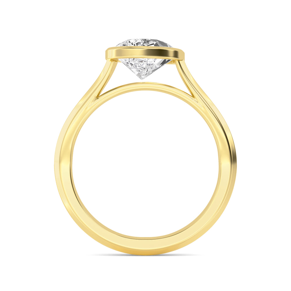 IGI Graded 3.09ct Pear Lab-Grown Diamond Bezel-Set Solitaire Engagement Ring in 14k Gold