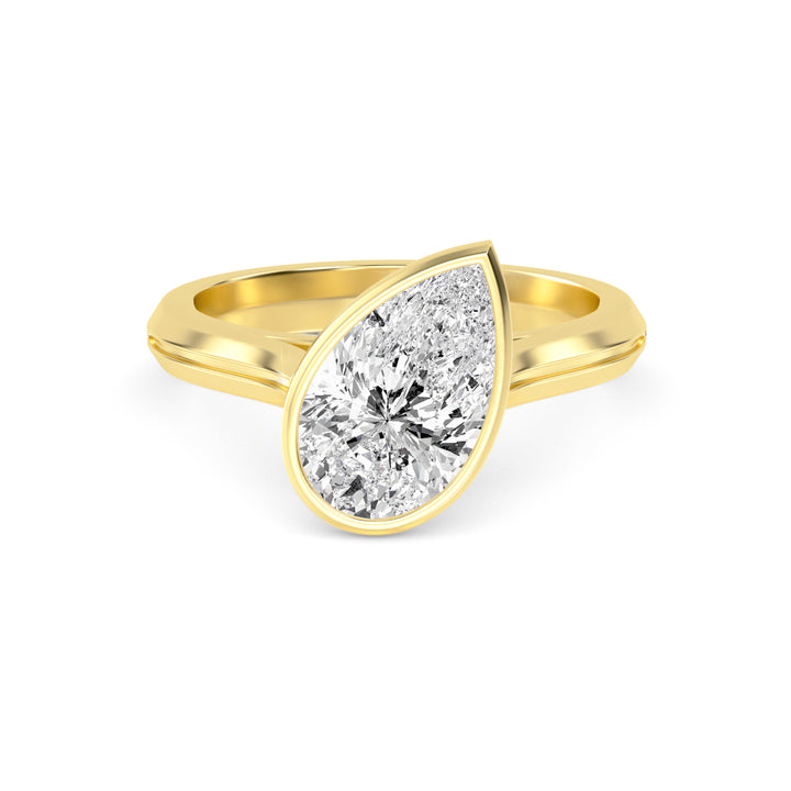 IGI Graded 3.09ct Pear Lab-Grown Diamond Bezel-Set Solitaire Engagement Ring in 14k Gold