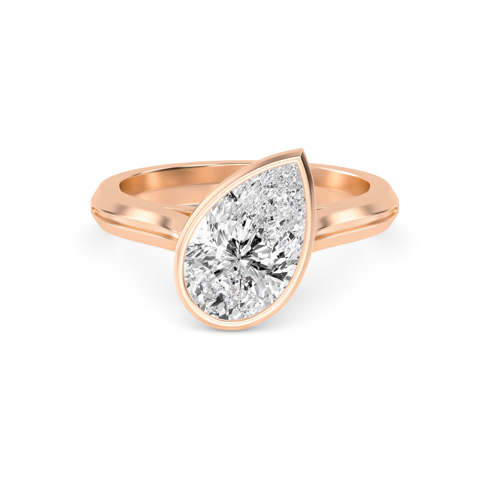 IGI Graded 3.09ct Pear Lab-Grown Diamond Bezel-Set Solitaire Engagement Ring in 14k Gold