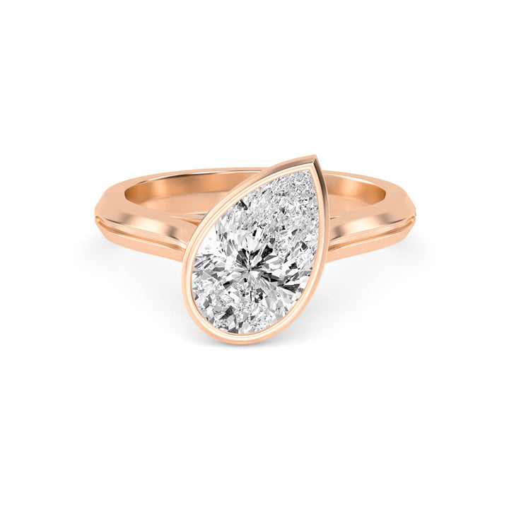IGI Graded 3.09ct Pear Lab-Grown Diamond Bezel-Set Solitaire Engagement Ring in 14k Gold