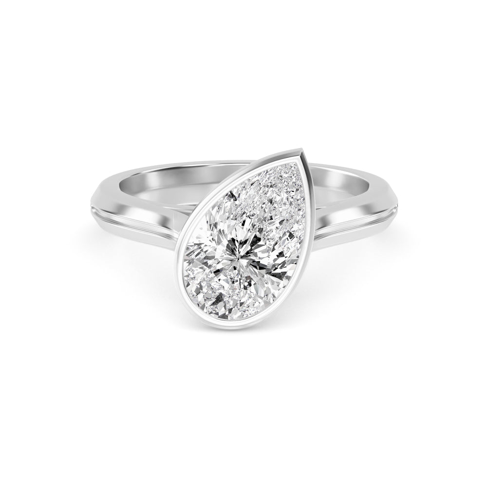 IGI Graded 3.09ct Pear Lab-Grown Diamond Bezel-Set Solitaire Engagement Ring in 14k Gold