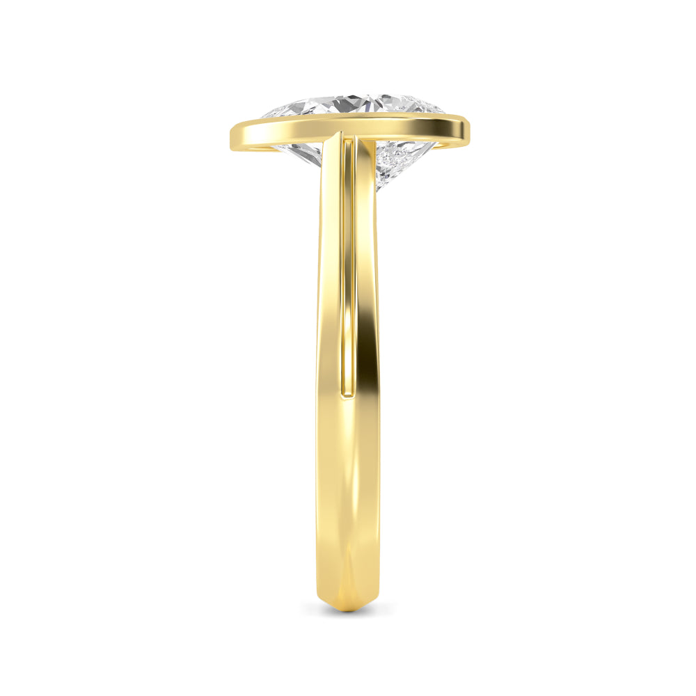 IGI Graded 3.09ct Pear Lab-Grown Diamond Bezel-Set Solitaire Engagement Ring in 14k Gold