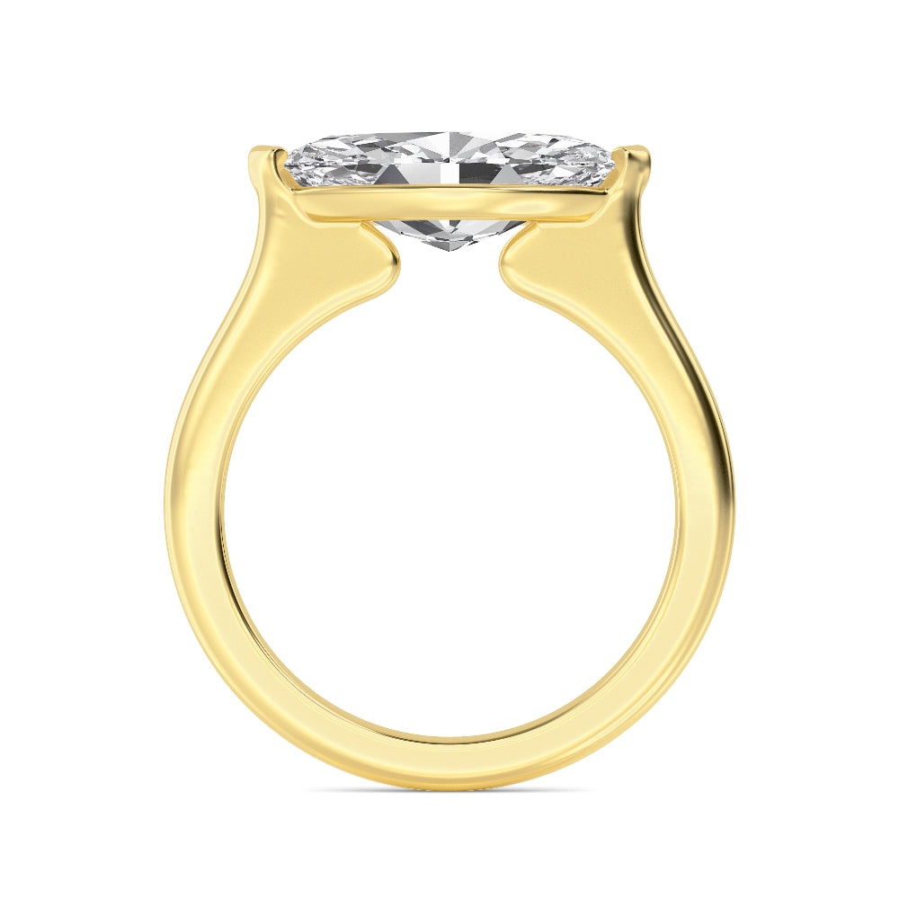IGI Graded 3.00ct Marquise Cut Lab-Grown Diamond Solitaire East-West Engagement Ring in 14k Yellow Gold