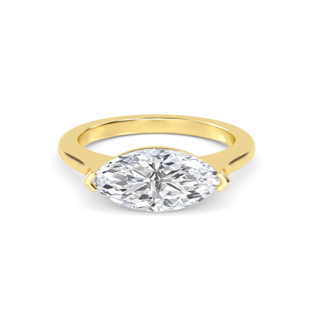 IGI Graded 3.00ct Marquise Cut Lab-Grown Diamond Solitaire East-West Engagement Ring in 14k Yellow Gold