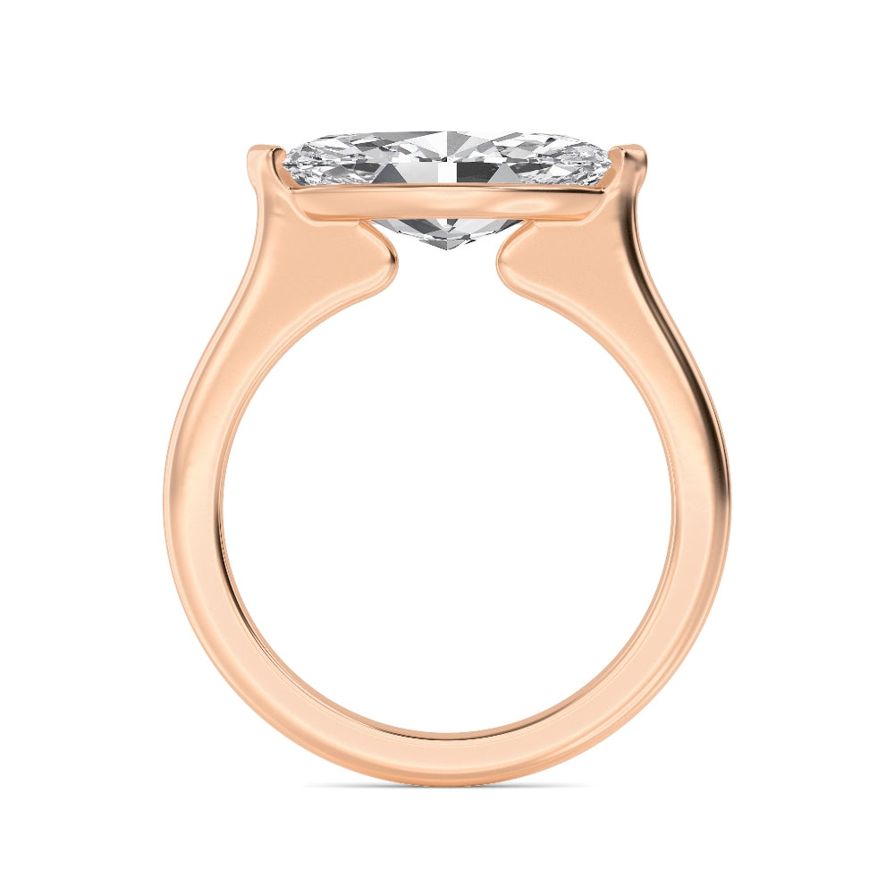 IGI Graded 3.00ct Marquise Cut Lab-Grown Diamond Solitaire East-West Engagement Ring in 14k Rose Gold