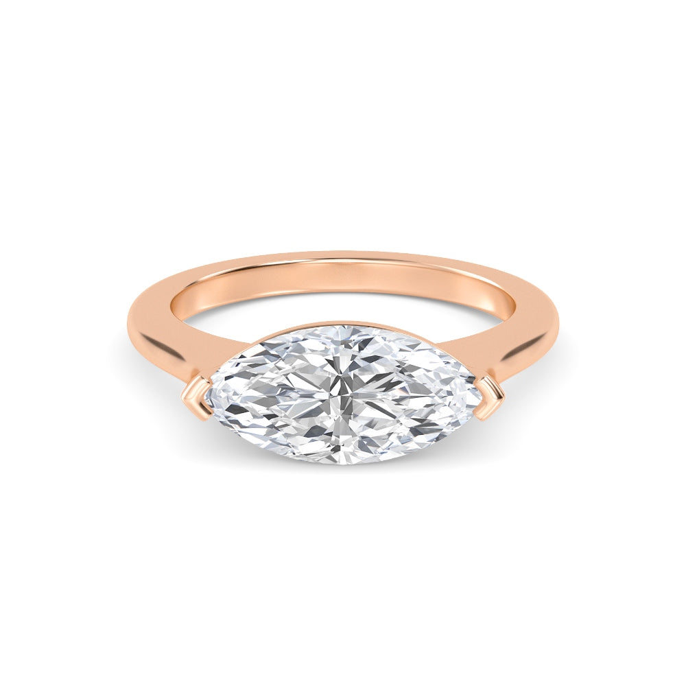 IGI Graded 3.00ct Marquise Cut Lab-Grown Diamond Solitaire East-West Engagement Ring in 14k Rose Gold