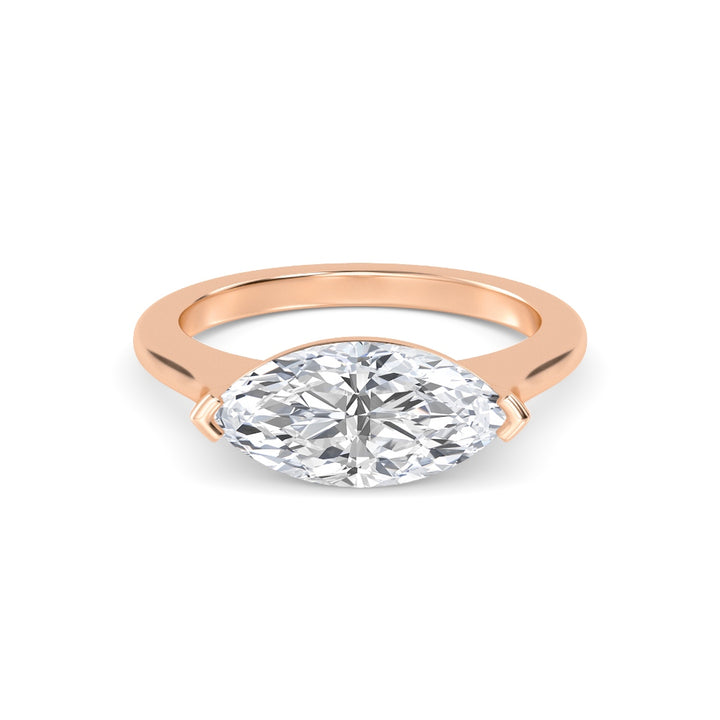 IGI Graded 3.00ct Marquise Cut Lab-Grown Diamond Solitaire East-West Engagement Ring in 14k Rose Gold