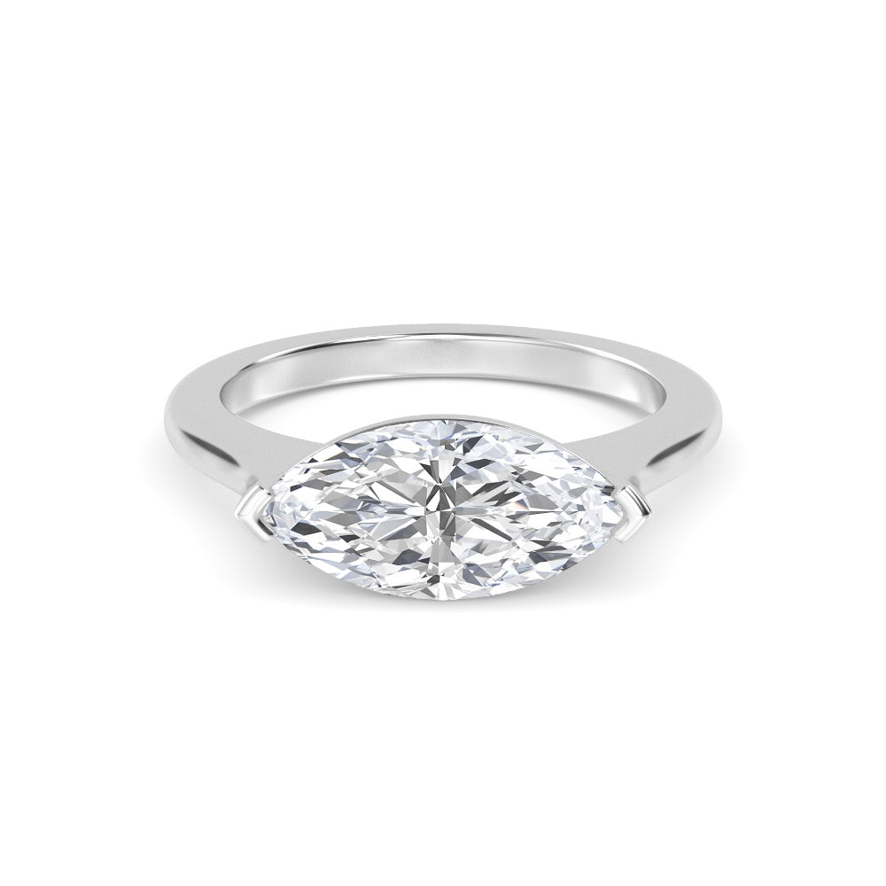 IGI Graded 3.00ct Marquise Cut Lab-Grown Diamond Solitaire East-West Engagement Ring in 14k White Gold