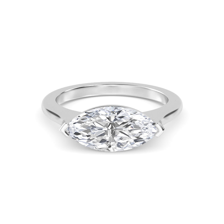 IGI Graded 3.00ct Marquise Cut Lab-Grown Diamond Solitaire East-West Engagement Ring in 14k White Gold