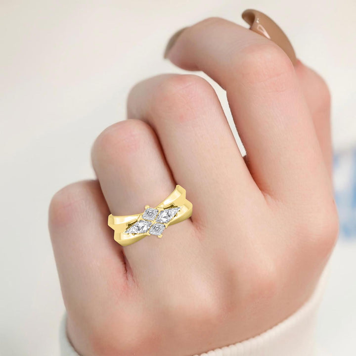 0.96ctw Lozenge & Kite Shaped Lab-Grown Diamond Cocktail Ring in 14k Yellow Gold