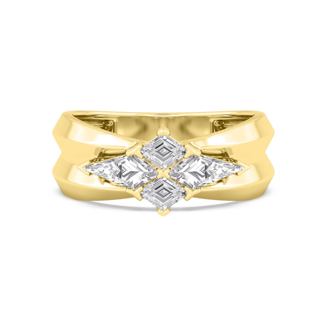 0.96ctw Lozenge & Kite Shaped Lab-Grown Diamond Cocktail Ring in 14k Yellow Gold