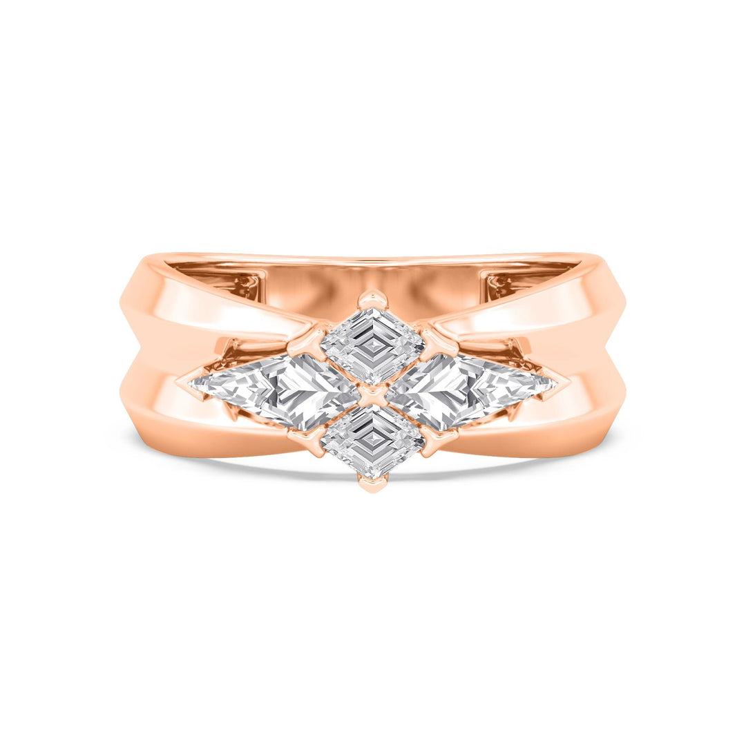 0.96ctw Lozenge & Kite Shaped Lab-Grown Diamond Cocktail Ring in 14k Rose Gold