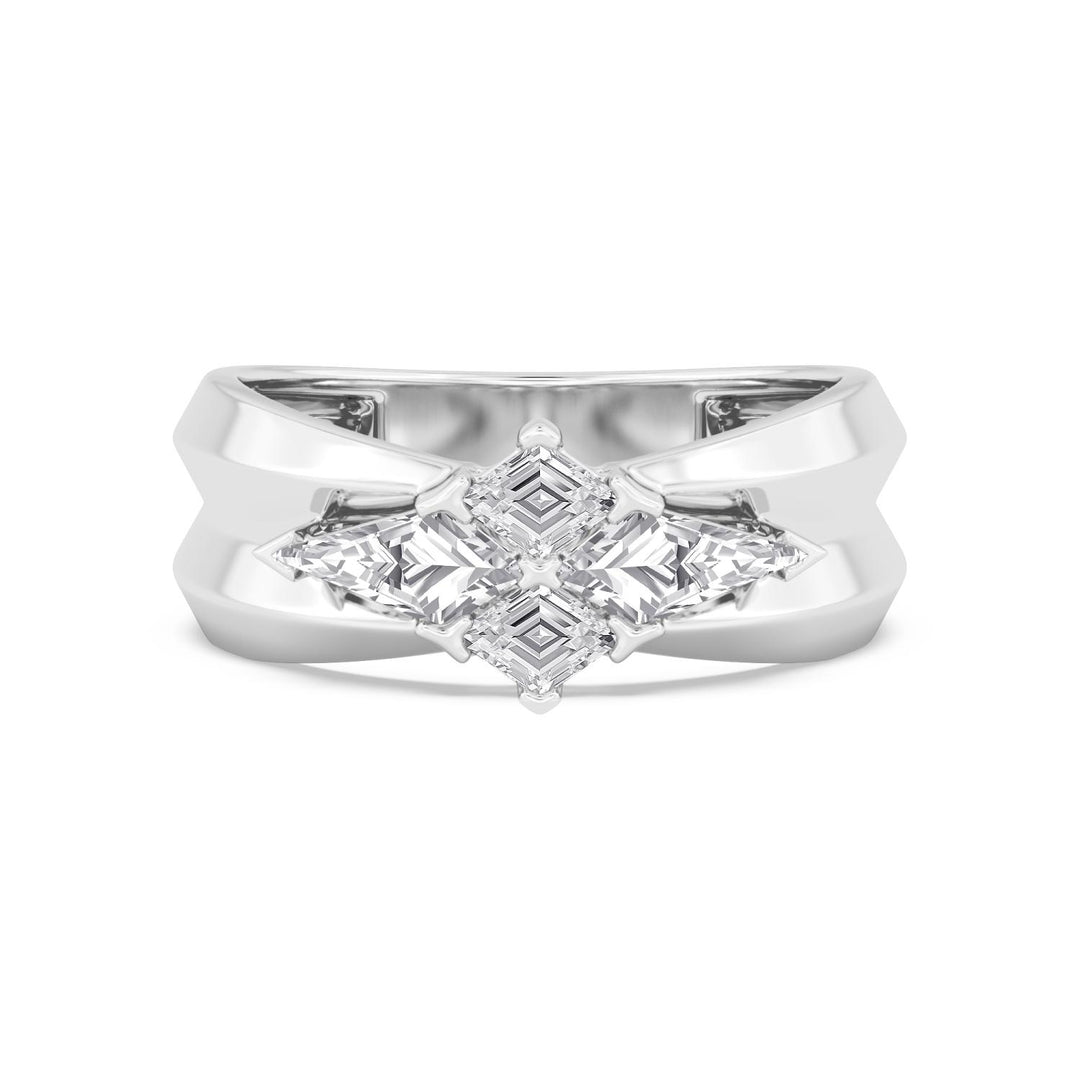 0.96ctw Lozenge & Kite Shaped Lab-Grown Diamond Cocktail Ring in 14k White Gold
