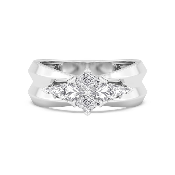 0.96ctw Lozenge & Kite Shaped Lab-Grown Diamond Cocktail Ring in 14k White Gold