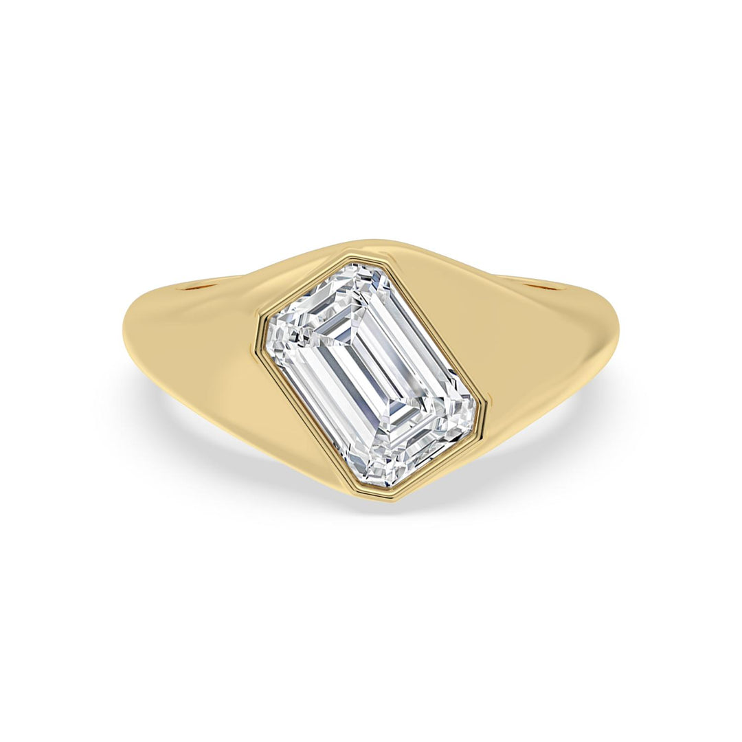 IGI Graded 2.50ct Emerald Cut Lab-Grown Diamond Diagonal Solitaire Engagement Ring 14k Yellow Gold