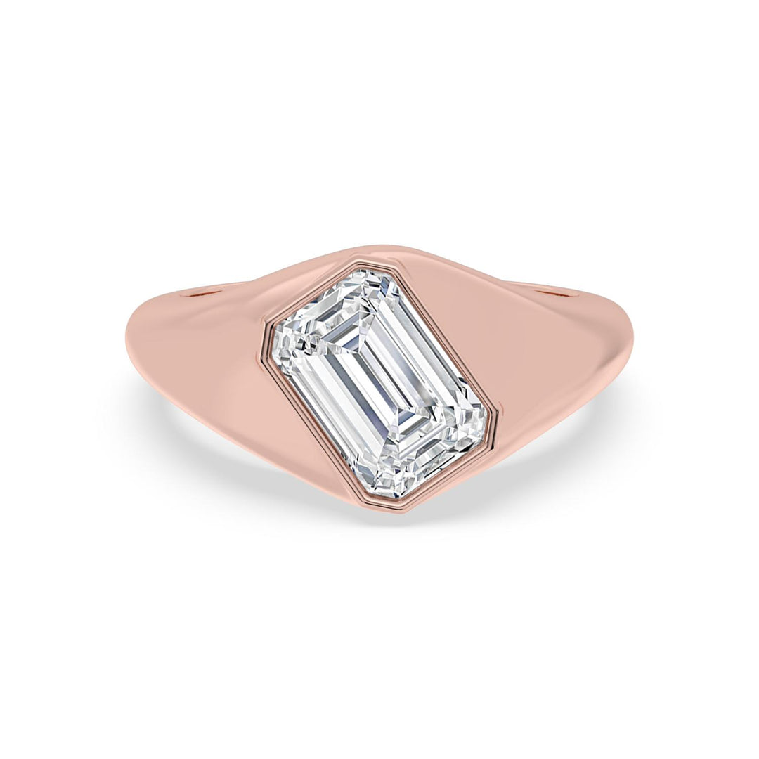 IGI Graded 2.50ct Emerald Cut Lab-Grown Diamond Diagonal Solitaire Engagement Ring 14k Rose Gold