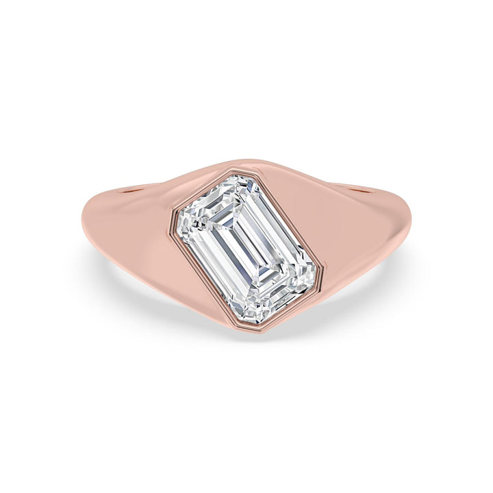 IGI Graded 2.50ct Emerald Cut Lab-Grown Diamond Diagonal Solitaire Engagement Ring 14k Rose Gold