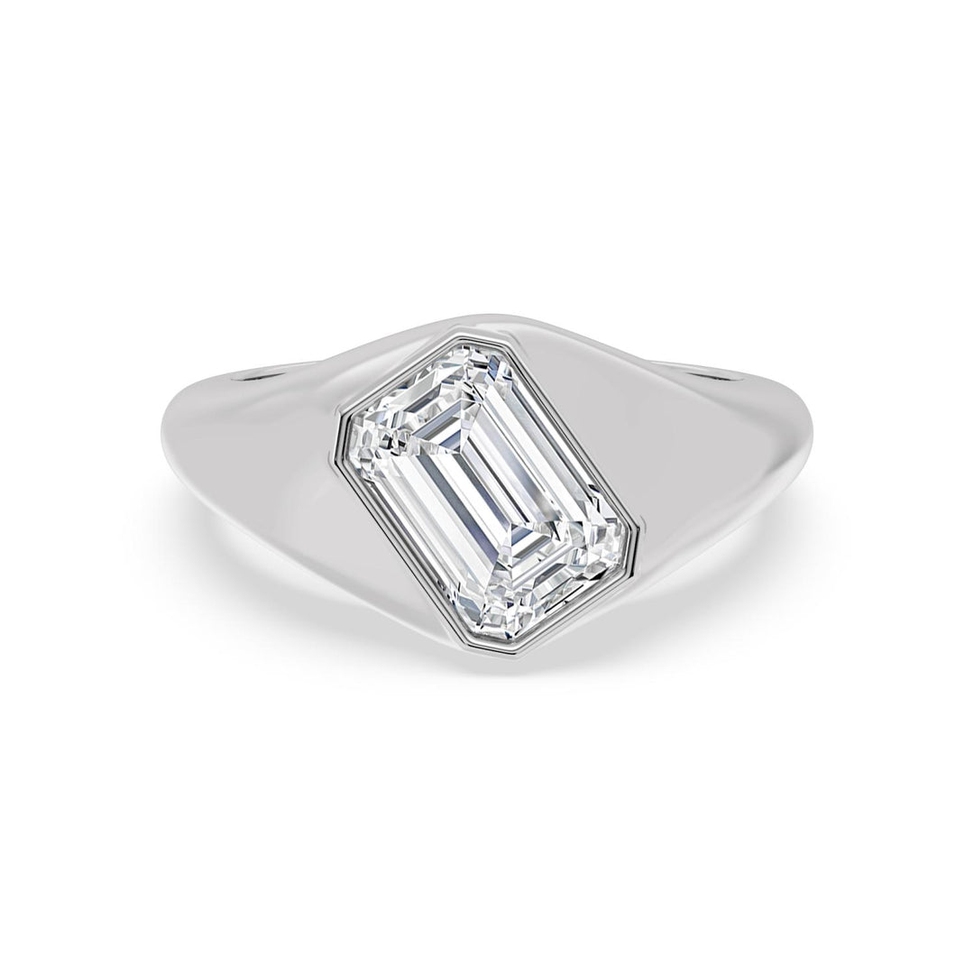 IGI Graded 2.50ct Emerald Cut Lab-Grown Diamond Diagonal Solitaire Engagement Ring 14k White Gold