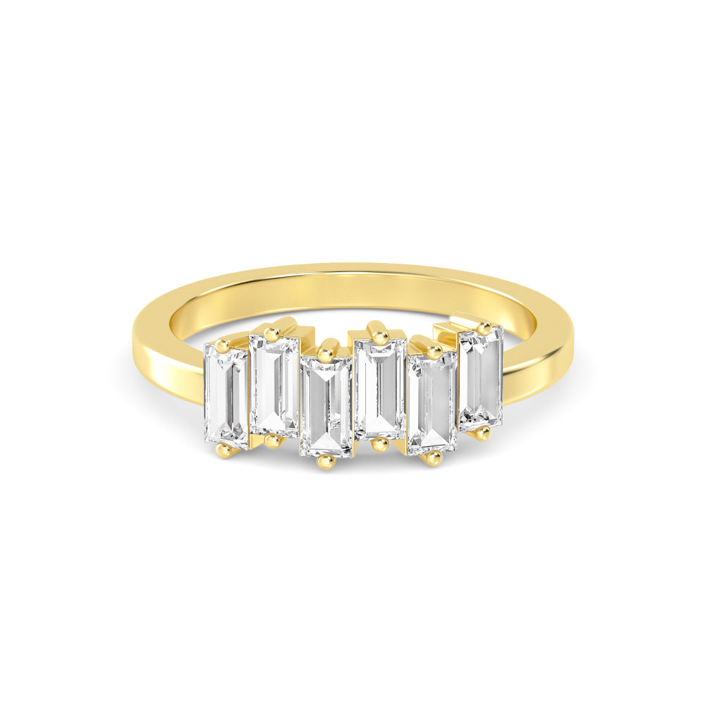 0.89ctw Baguette Cut Lab-Grown Diamond Staggered Band in 14k Yellow Gold