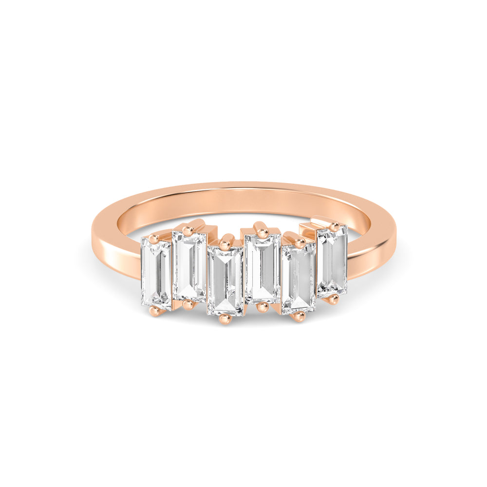 0.89ctw Baguette Cut Lab-Grown Diamond Staggered Band in 14k Rose Gold