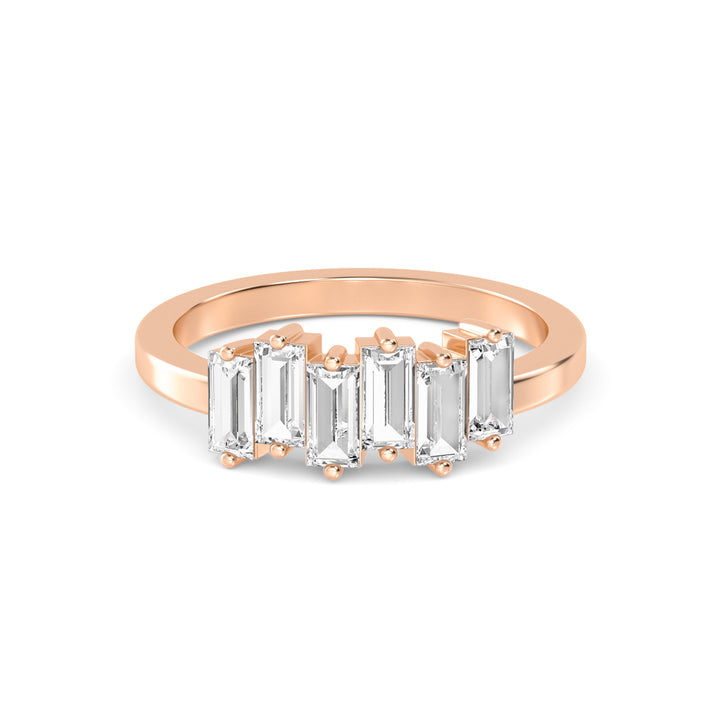 0.89ctw Baguette Cut Lab-Grown Diamond Staggered Band in 14k Rose Gold
