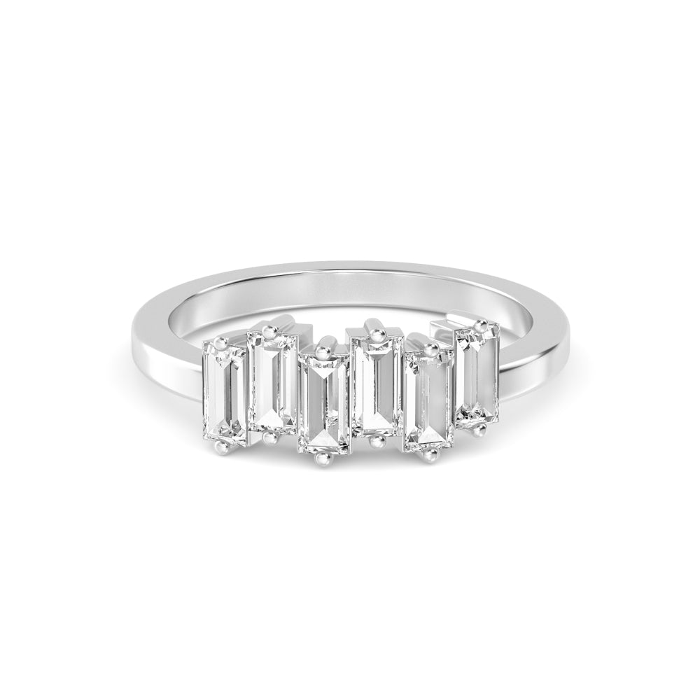 0.89ctw Baguette Cut Lab-Grown Diamond Staggered Band in 14k White Gold