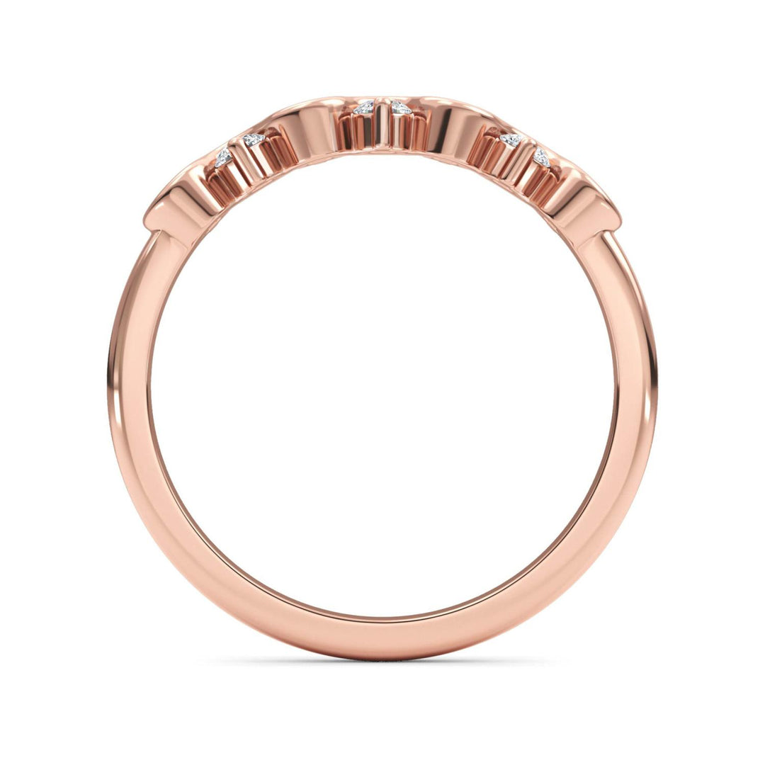 0.27ctw Round Brilliant Lab-Grown Diamond Wavy Wedding Band or Stackable Ring in 14k Rose Gold