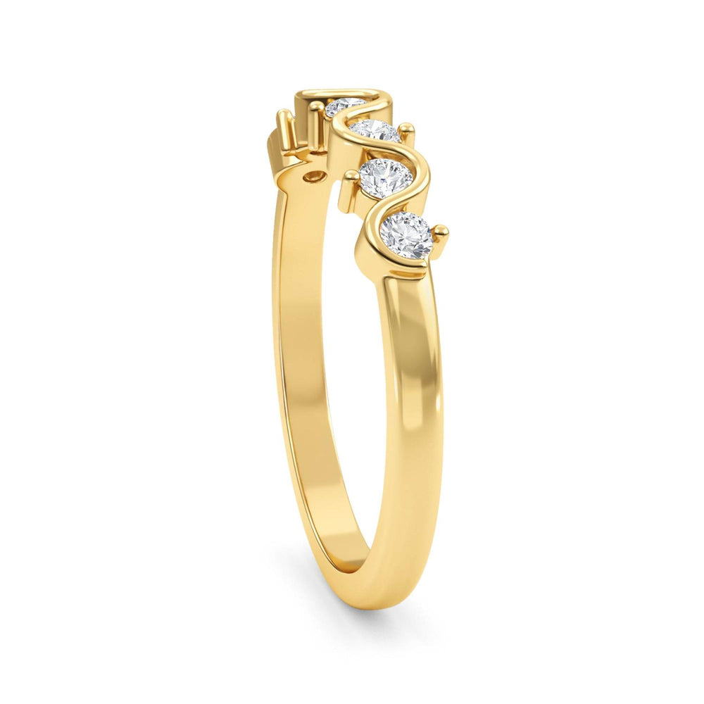 0.27ctw Round Brilliant Lab-Grown Diamond Wavy Wedding Band or Stackable Ring in 14k Yellow Gold