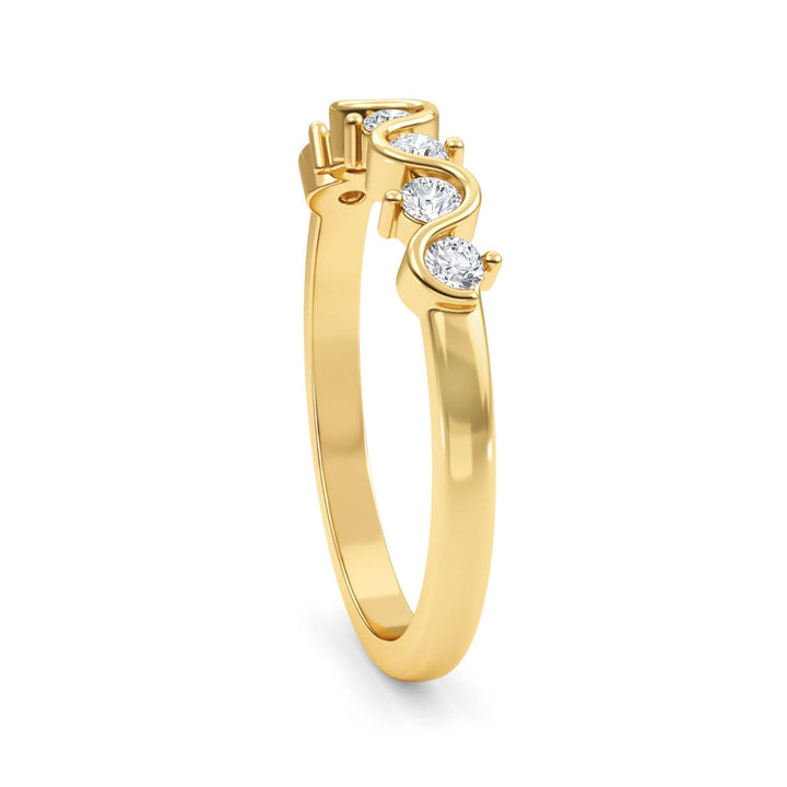 0.27ctw Round Brilliant Lab-Grown Diamond Wavy Wedding Band or Stackable Ring in 14k Yellow Gold
