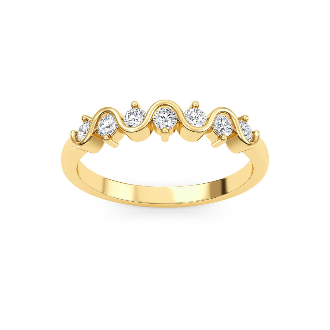0.27ctw Round Brilliant Lab-Grown Diamond Wavy Wedding Band or Stackable Ring in 14k Yellow Gold