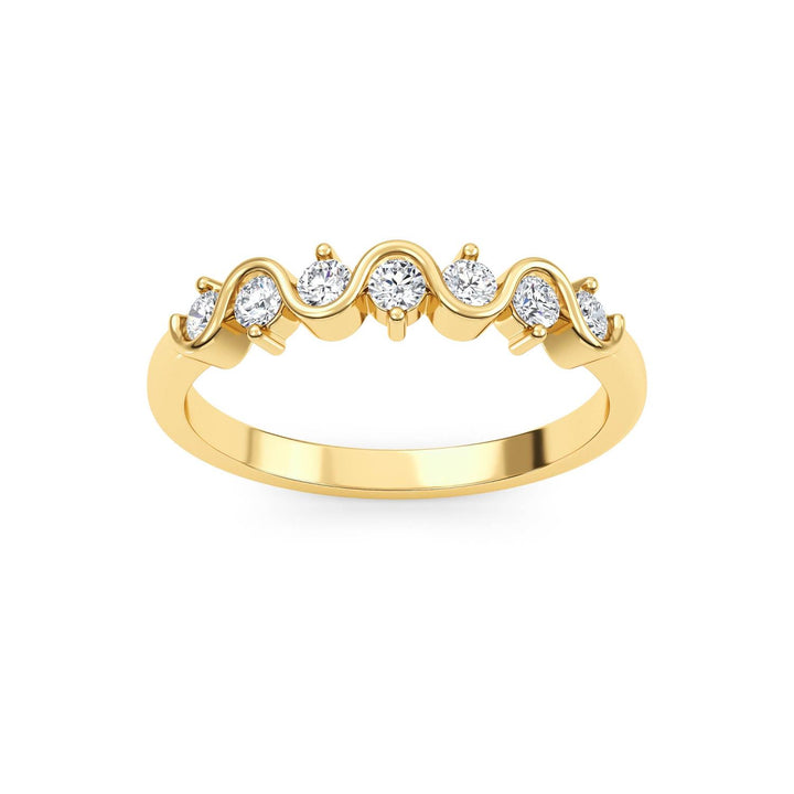 0.27ctw Round Brilliant Lab-Grown Diamond Wavy Wedding Band or Stackable Ring in 14k Yellow Gold