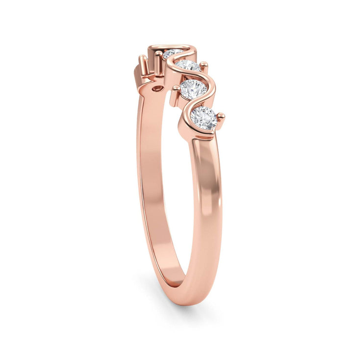 0.27ctw Round Brilliant Lab-Grown Diamond Wavy Wedding Band or Stackable Ring in 14k Rose Gold