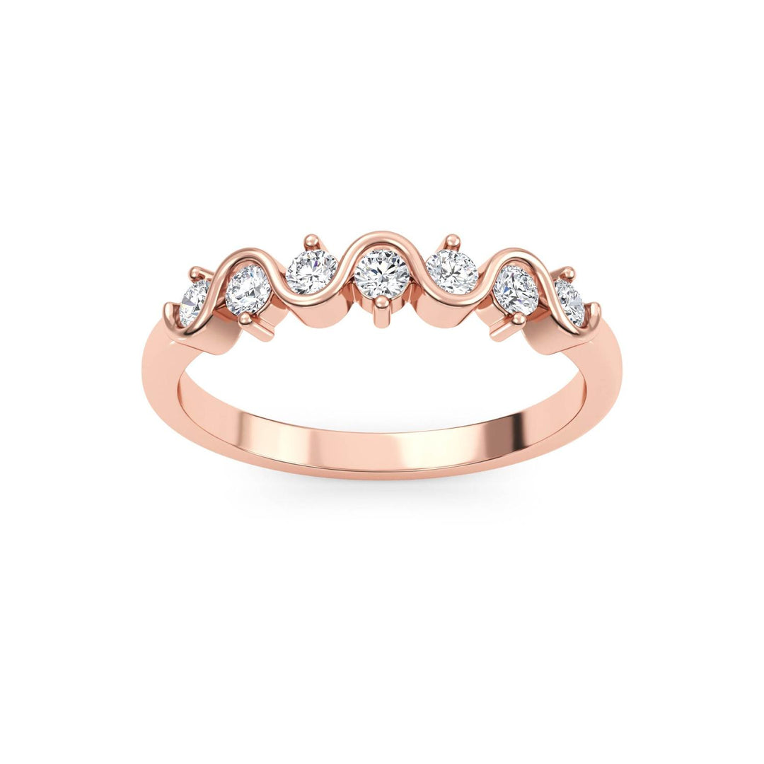 0.27ctw Round Brilliant Lab-Grown Diamond Wavy Wedding Band or Stackable Ring in 14k Rose Gold